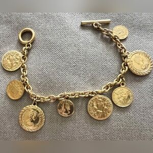 Premier Designs Jewelry Bracelet, gold tone coin charms